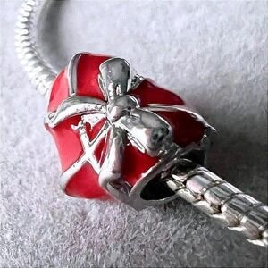 Red‎ Heart Bowtie Bead Charm fits PANDORA